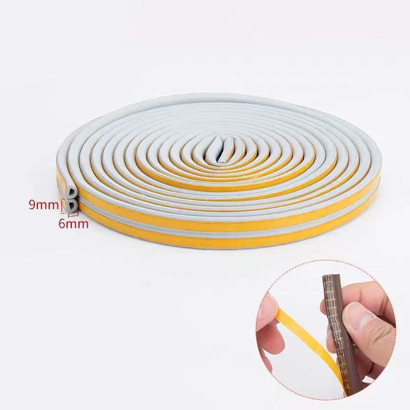 10m/20m/50m D Shape Door Weather Stripping 4 Colors Self-adhesive Rubber Window Weather Stripping Heat Preservation Dustproof