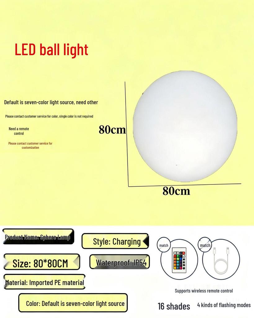 Solar LED Round Ball Light with Remote Control - Outdoor Waterproof Lawn & Street Light for Courtyard, Villa, Yard, Post Top.