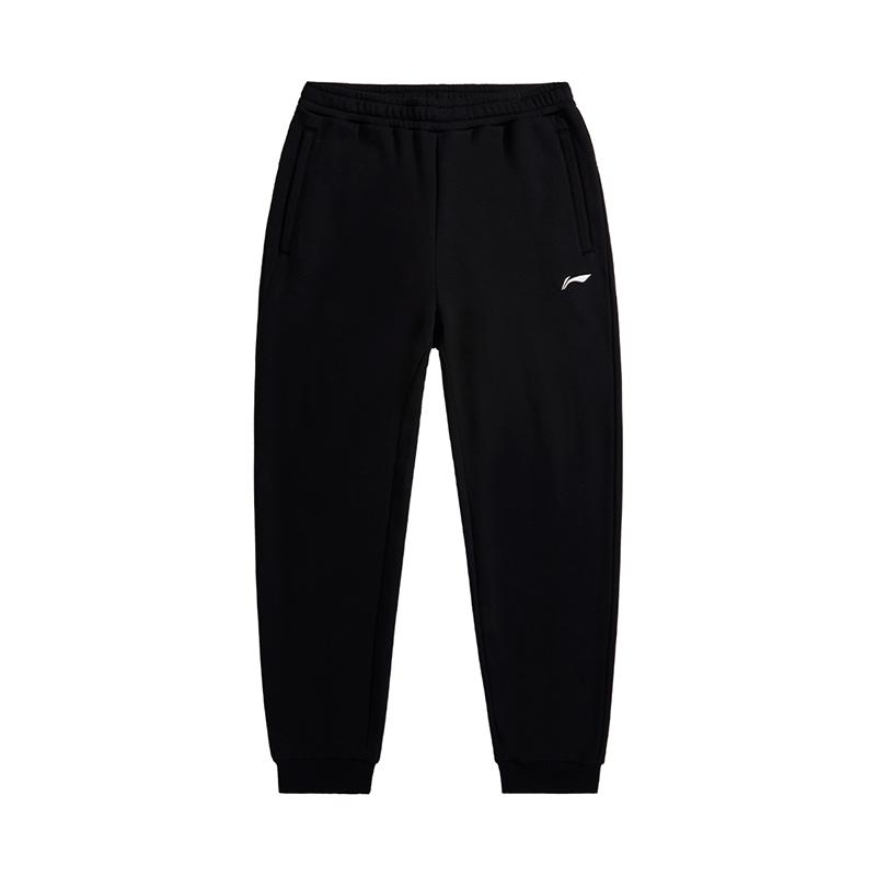 

Li-Ning Solid Color Loose Fleece Cuffed Knit Sports Pants Men Bottoms Black AKLUE33-1