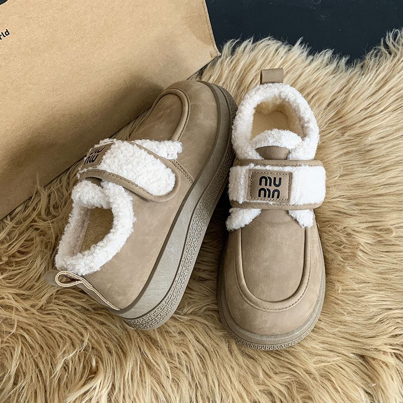 Velcro cotton shoes women's winter velvet thickened new warm non-slip thick-soled snow boots