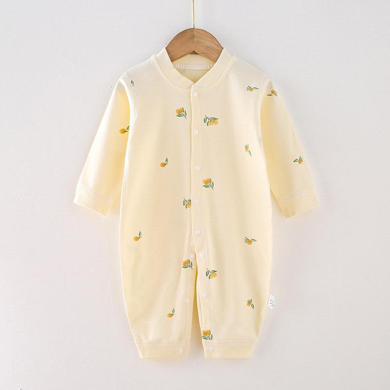 Combed Cotton Long-Sleeved Baby Romper for Newborns - Spring & Autumn