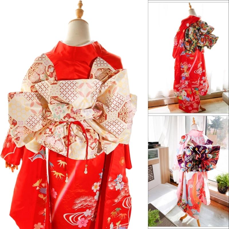 Oversized Bowknot Belt Traditional Japanese Sash for Kimono Adjustable Length Soft Fabric Multiple Color Option
