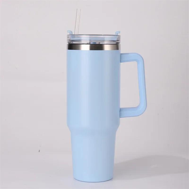 Sticlă de apă izolată din oțel inoxidabil 304 de 40 oz, ceașcă de cafea termică pentru mașină, căni calde reci, balon de vid cu paie pentru mâner, pentru sport