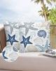 Marine Coral Shell Starfish 2/4PCS Outdoor Garden Chair Waterproof Cushion Cover Modern Home Decor 45/50/60cm Pillow Case