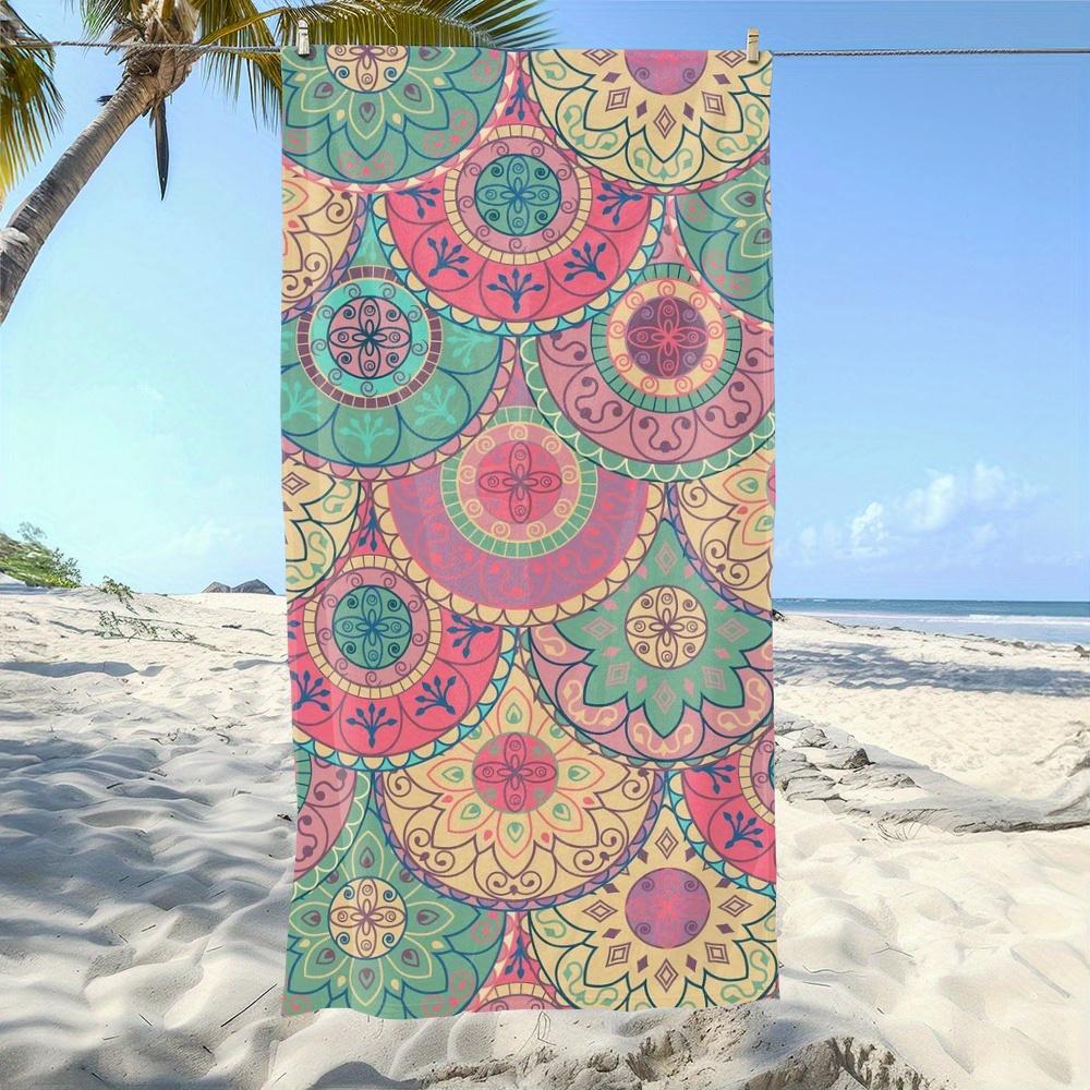 Boho Mandala Beach Towel flat print Colorful Floral Bath Towels for Adults Large Summer Pool Party Outdoor Travel Decor