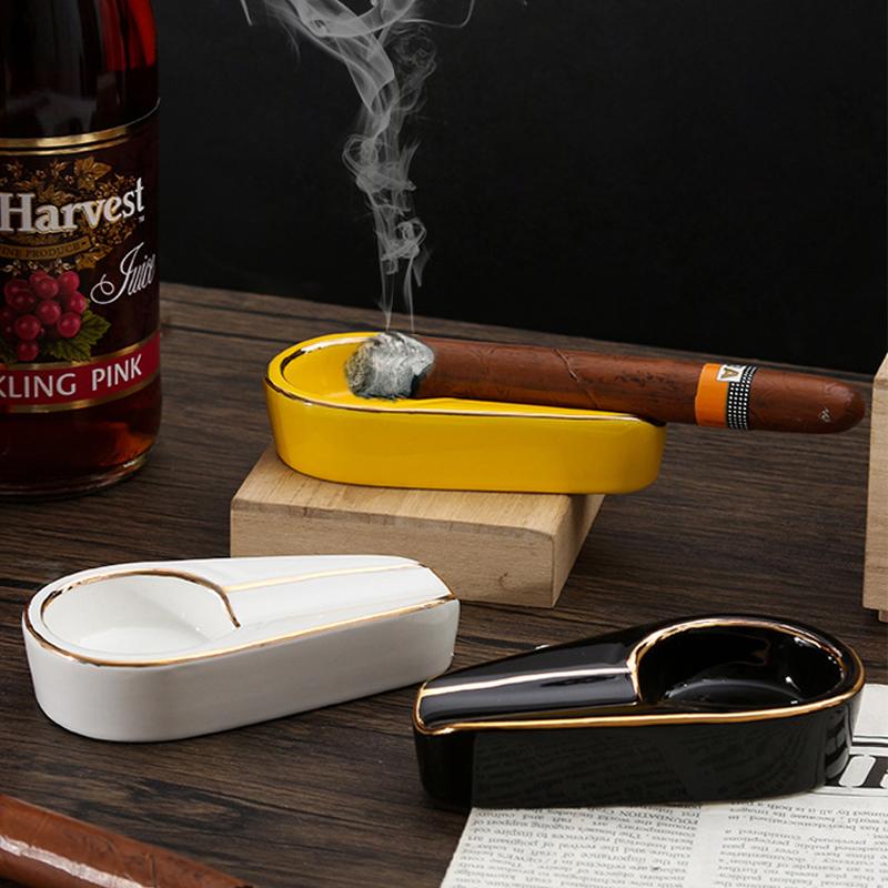 2025 New Cigar Ashtray Fashion Portable Cigar Smoking Accessories Single Slot Ceramic Cigar Ashtray Gift for Boyfriend Husband