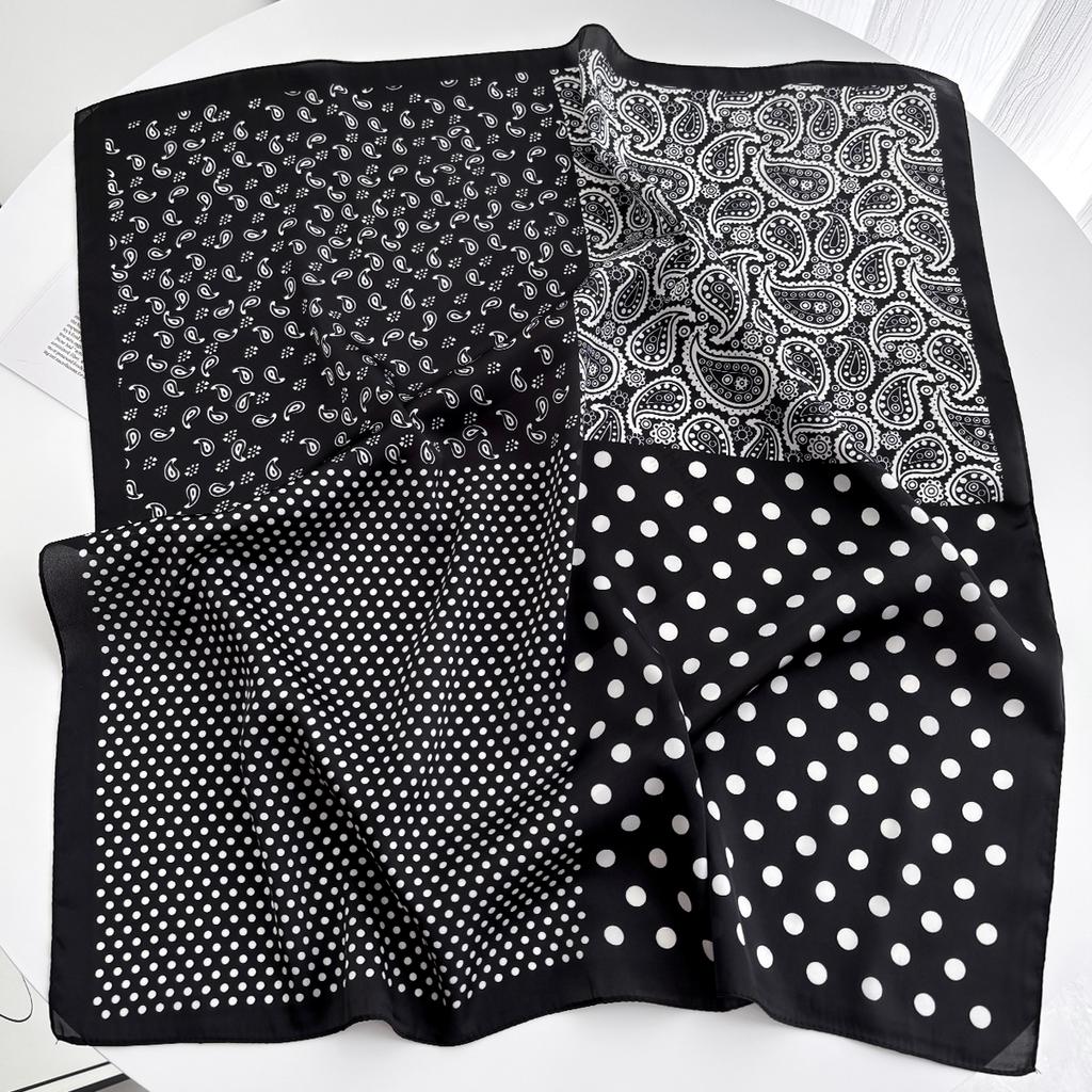 2024 Spring/Summer Retro Horse Print Neckerchief 70*70cm Green Square Scarf Women’s Breathable Imitation Silk Bandannas