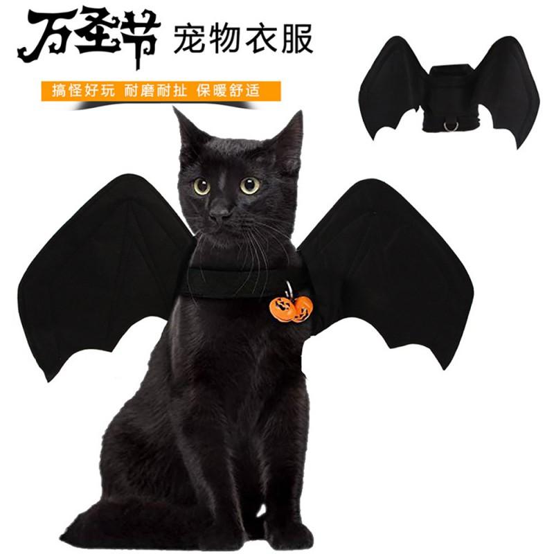 Halloween Bat Wing Costume Harness Dogs Cats - Foldable Spider-Themed Pet Vest In Black Purple Orange