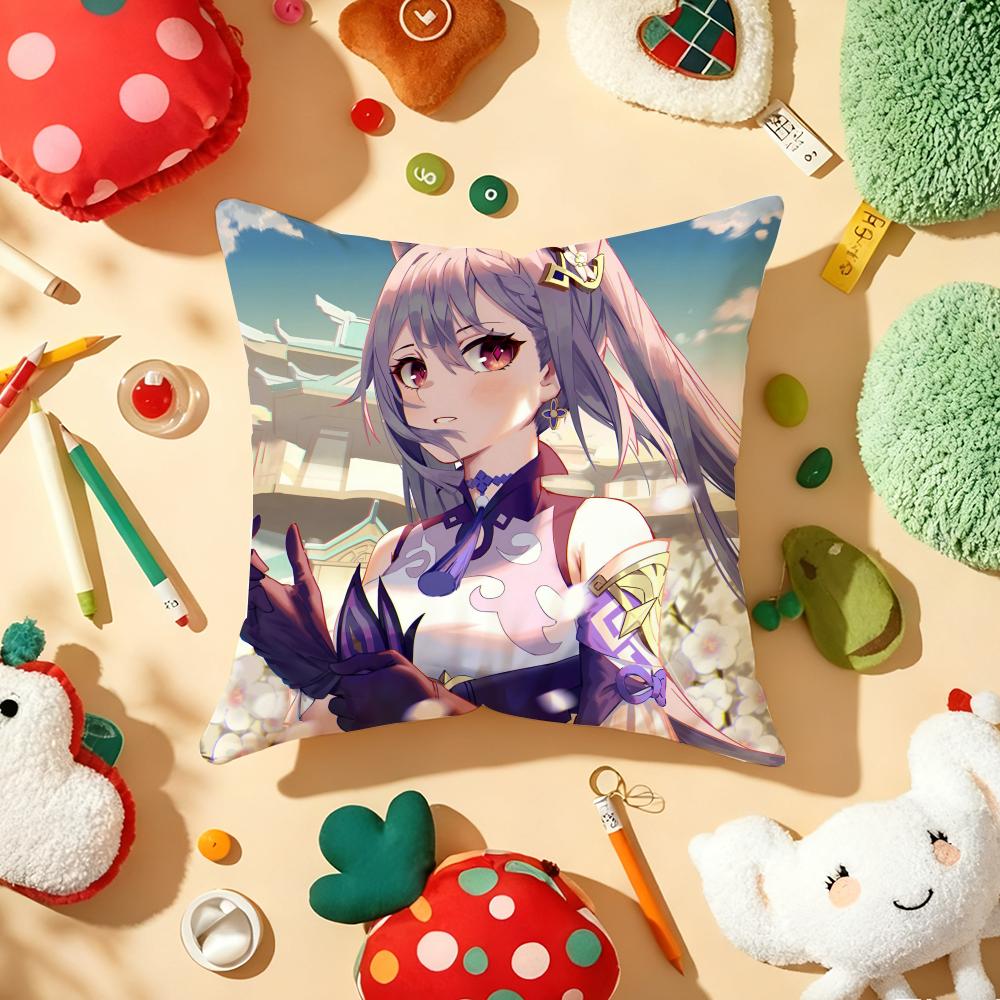 Mona G-Genshin I-Impact Pillow Case Plush Fabric Soft Double-Sided Printed Sofa Warm Winter Home Gift Cushion Cover