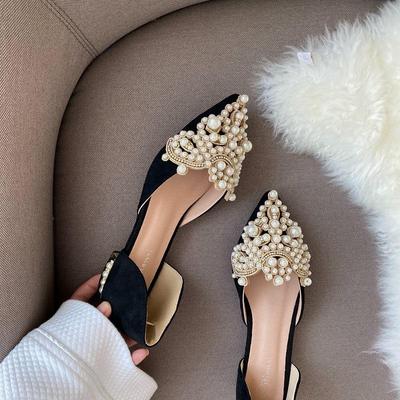 New  Trend Pearl Ballet Flats Women Pumps Floors Shoes Without Heels Loafers Female Dress Moccasins Ladies Luxury
