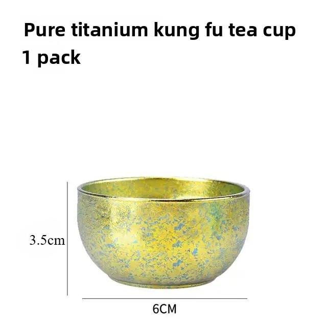Pure Titanium Double-layer Small Tea Cup Coffee for Outdoor Camping Coffee and Tea Tableware Set Brewing Tea Cup 50ML Teapot