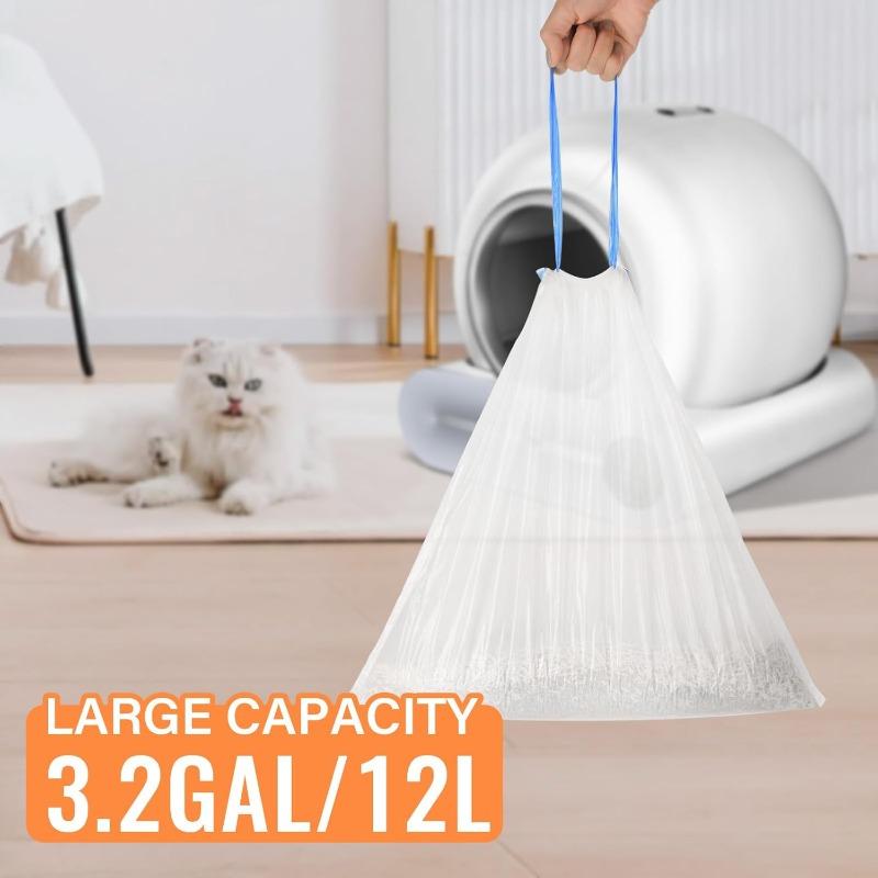 80 Litter Cat Pieces Bags Litter Box Liners For Automatic Cat Litter Box Self Cleaning 4 Rolls 18 X 18 Inches Robot Drawstring Bags White