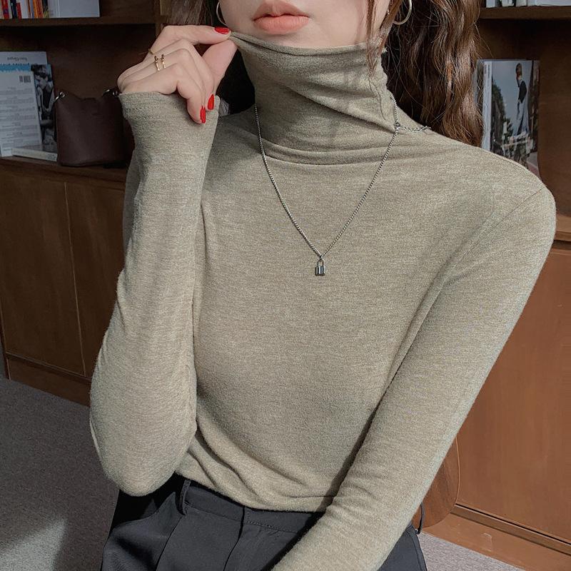 

Весенне-осенний женский пуловер, женский однотонный вязаный низ, лаконичная водолазка, эластичные элегантные офисные женские топы S темно серый