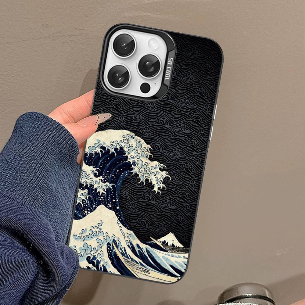 Japanese Waves Phone Case For IPhone 17 16 15 14 13 12 11 Pro MAX Matte Shockproof Back Anti Fall Matte Cover