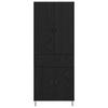 Highboard 2 pcs Black Oak Effect Engineered Wood and Glass