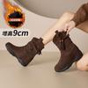 Inner heightening Martin boots women's new invisible cm medium tube stacking boots fleece thin high heel short boots