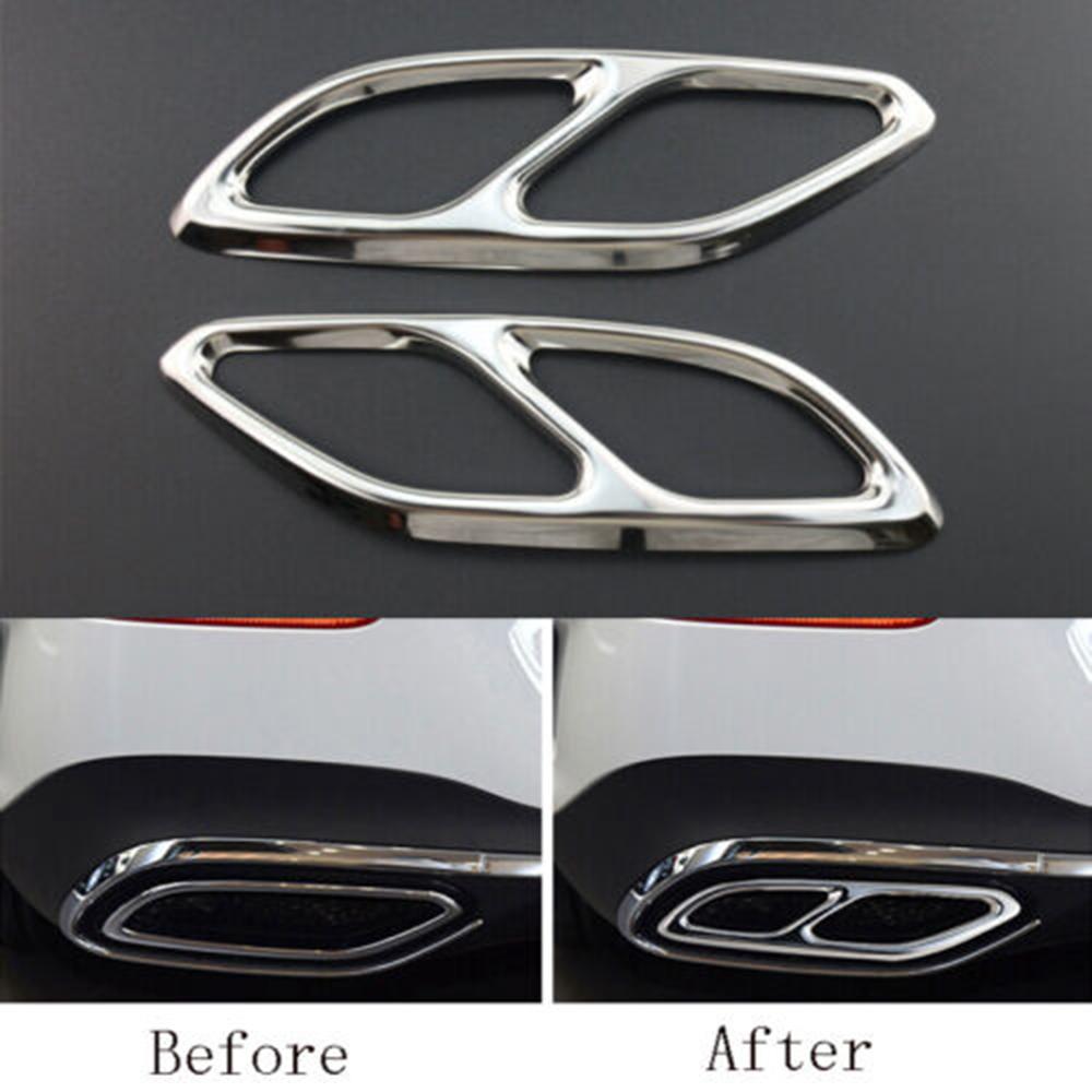 2Pcs/Sets Black / Silver Steel Exhaust Muffler Tail Pipe Trim For Mercedes Benz CLA Class C118 W118 2020-2022