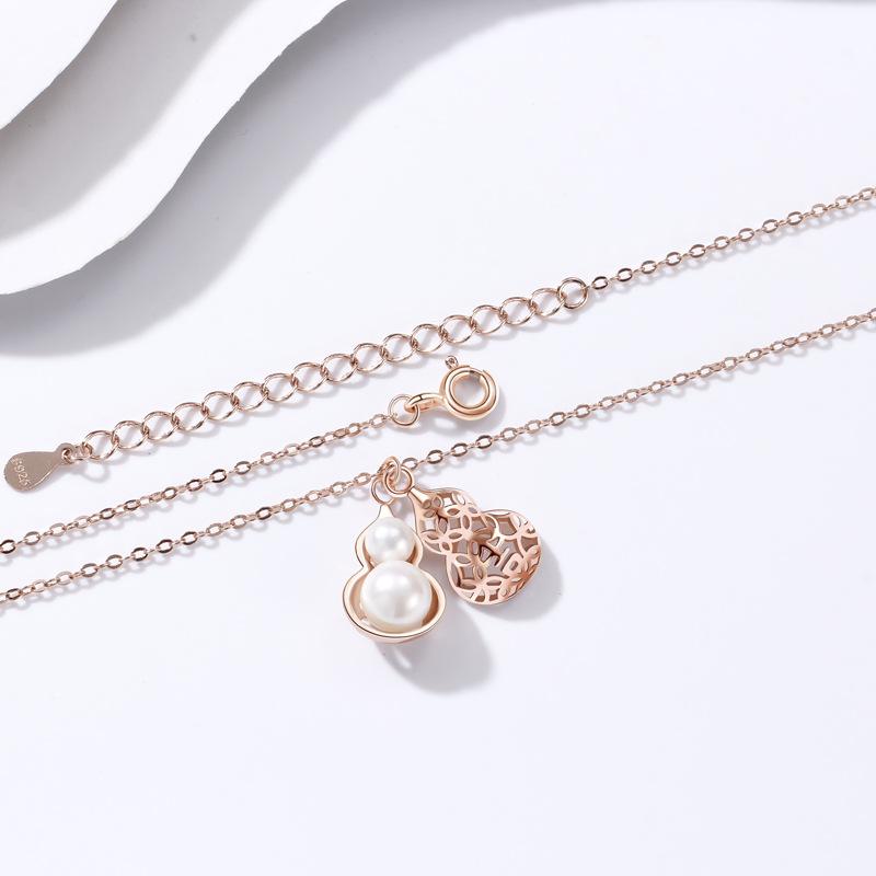 Fulu Pearl Gourd Necklace Women's Fashion Retro Niche Light Luxury Temperament Senior Pendant Gift Women