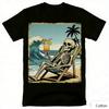 Vintage Skeleton Beach Vacation Graphic T-Shirt Cocktail Palm Wave Print Cotton Short Sleeve Casual Unisex Tee Retro Tropical