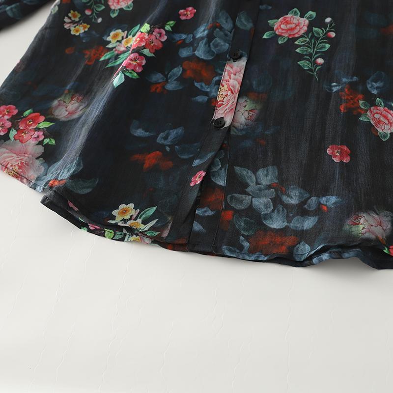 DIMANAF New Plus Size Women Floral Print Tops Shirts Tees Casual Loose Blouse Autumn Cotton Long Sleeve 2025