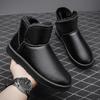 Leder-Schneestiefel für Paare Winter Warmhalten Stiefeletten Trendig Allround Anti-Rutsch Dick Plüschstiefel für Herren Baumwollschuh Slipper