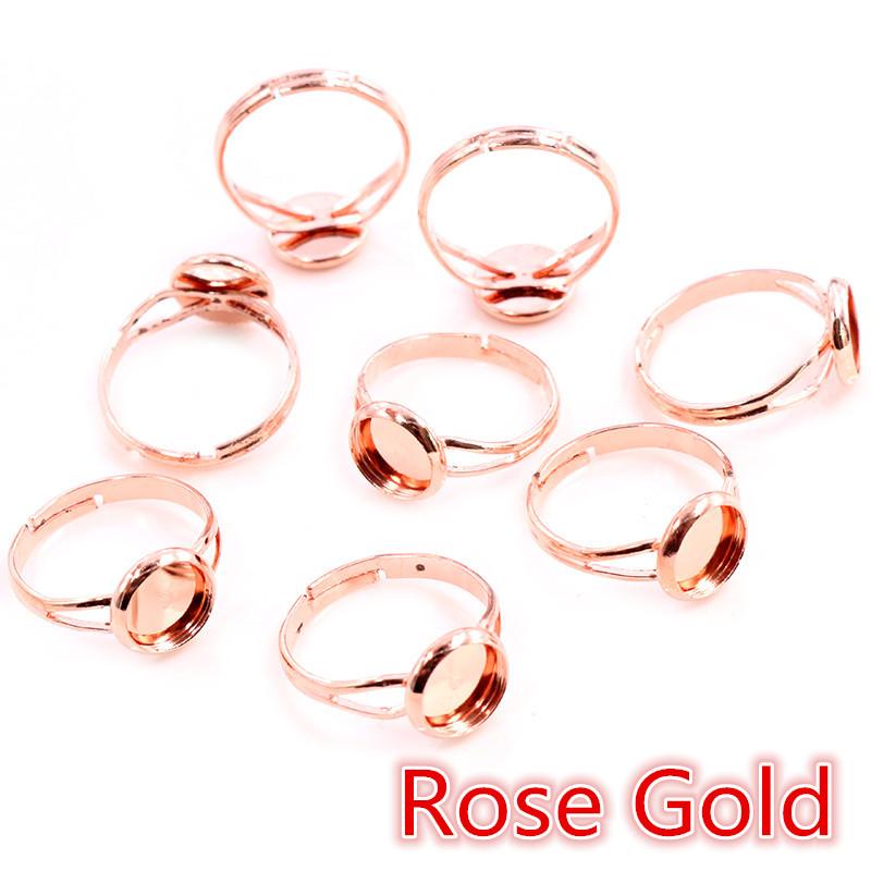10pcs/lot Adjustable Blank Ring Base Fit Dia 10 12 14 16 18 20 mm Glass Cabochons Cameo Settings Tray Diy Jewelry Making Ring