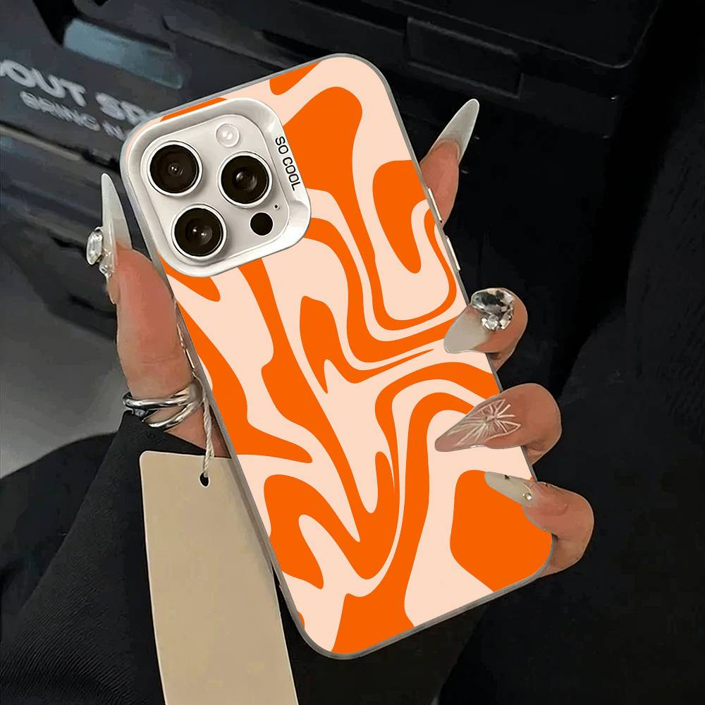 Abstract -FluidWavy Pattern Phone Case For iPhone 11 12 13 14 15 16Pro Max Plus white Sliver Phone Cover