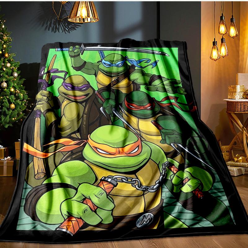 Turtles Team Adventure Blanket Flannel Throw for Sofa, Indoor, Camping, Living Room, Office, Chair, And Bed Soft Birthday Gift