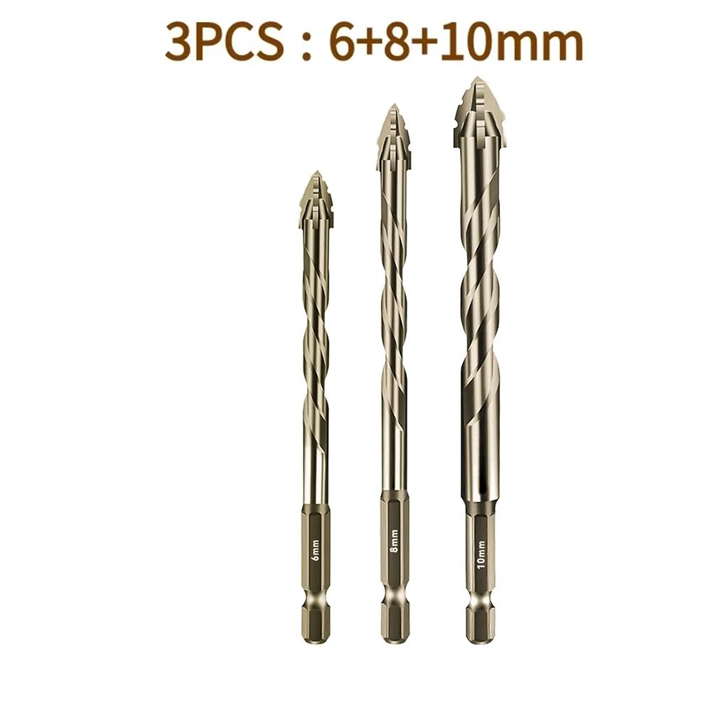 Yellow Coated Four Flute Eccentric Serrated Dry Drill Bit for Full Ceramic Glass Marble Concrete Sharp Sawtooth Cutting Head