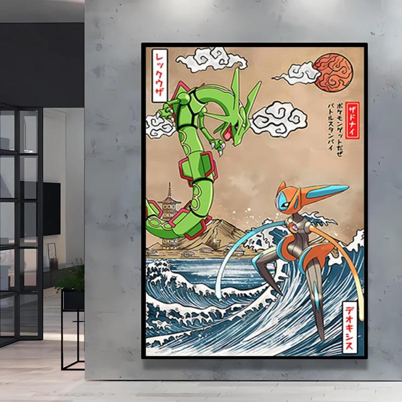 Poster and Painting  Mewtwo Charizard Christmas Gifts Home Room Picture Wall Art Classic Spray Printing Canvas Painting