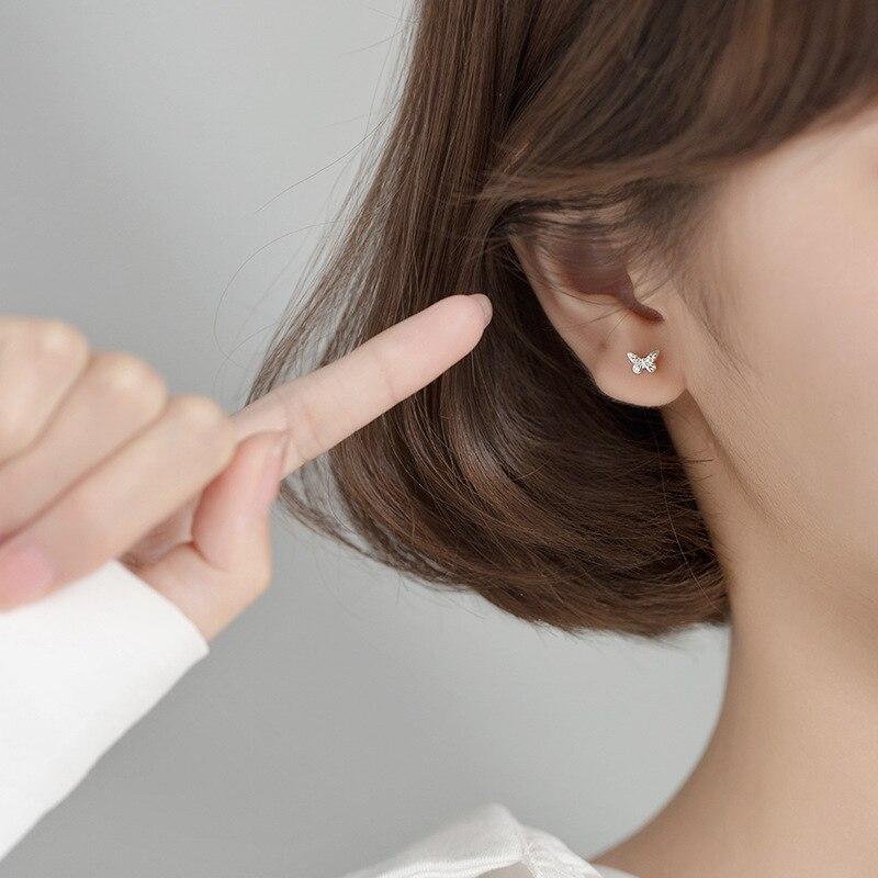 Kolczyki motylki ze srebra próby 925 dla kobiet sztyfty 925 małe srebrne kolczyki biżuteria kolczyk dla kobiety sztyft srebrny 925
