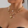 Two Tiers Chain Jewelry With Romance Oversized Heart Charm Sturdy Alloy Fashion Accessory