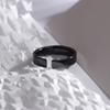 Adjustable Open Ring Men Women Minimalist Edge Design With Lotus Motif Plated Geometric Statement
