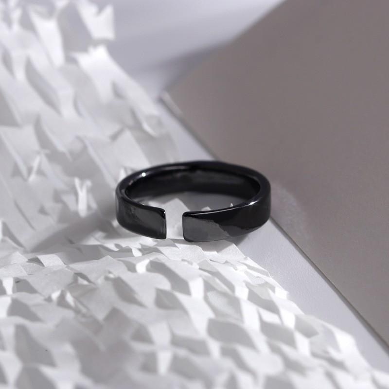 Adjustable Open Ring Men Women Minimalist Edge Design With Lotus Motif Plated Geometric Statement