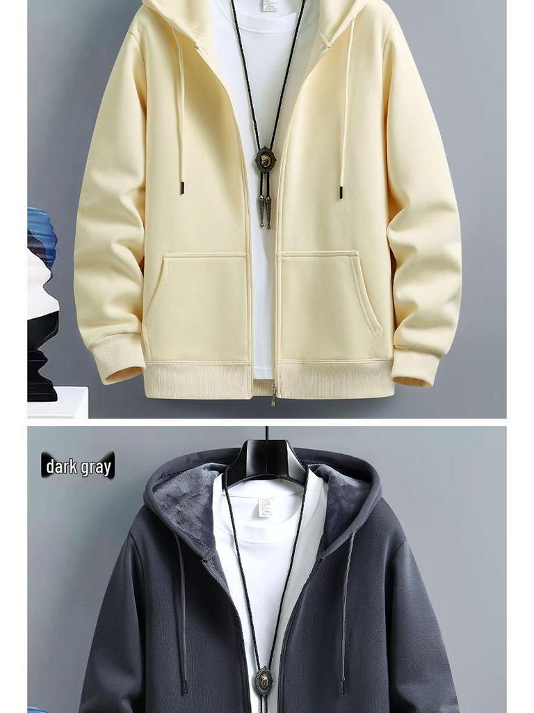 2024 Men's American Trend Hooded Cardigan Sweatshirt: Spring/Autumn Zip-Up Jacket for Couples