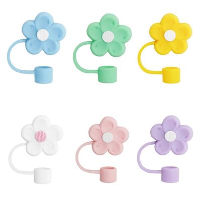 Flower Shape Straw Tips Cover Soft Straw Cover Cap Creative Drinking Dust Cap  for Tumblers