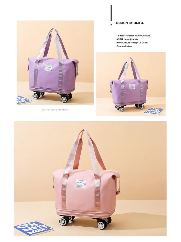 Extra-Large Expandable Travel Duffel with Wheels: Wet/Dry Separation, Lightweight & Practical for Prenatal Storage & Business Trips.