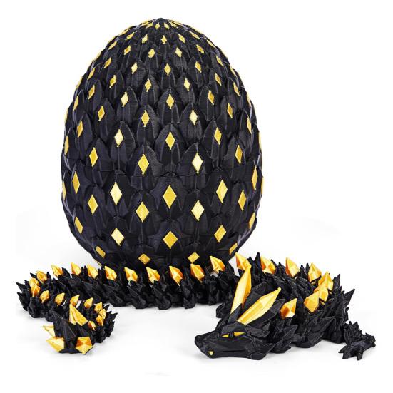 3D Printed Dragon Egg Figurine Movable Joints Luminous Loong Figure Fidget Toy Dragon Egg with Articulated Dragon Inside Decoration Ornament