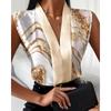 JKASHDK Women's Fashion Casual Summer Spring Colour Block Print Sleeveless V-Neck Blouses & Shirts