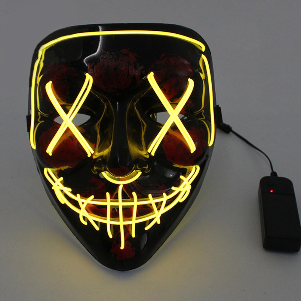 Wireless Halloween Neon LED Purge Mask Masque Masquerade Party Masks Light Grow In The Dark Horror Mask Glowing Masker