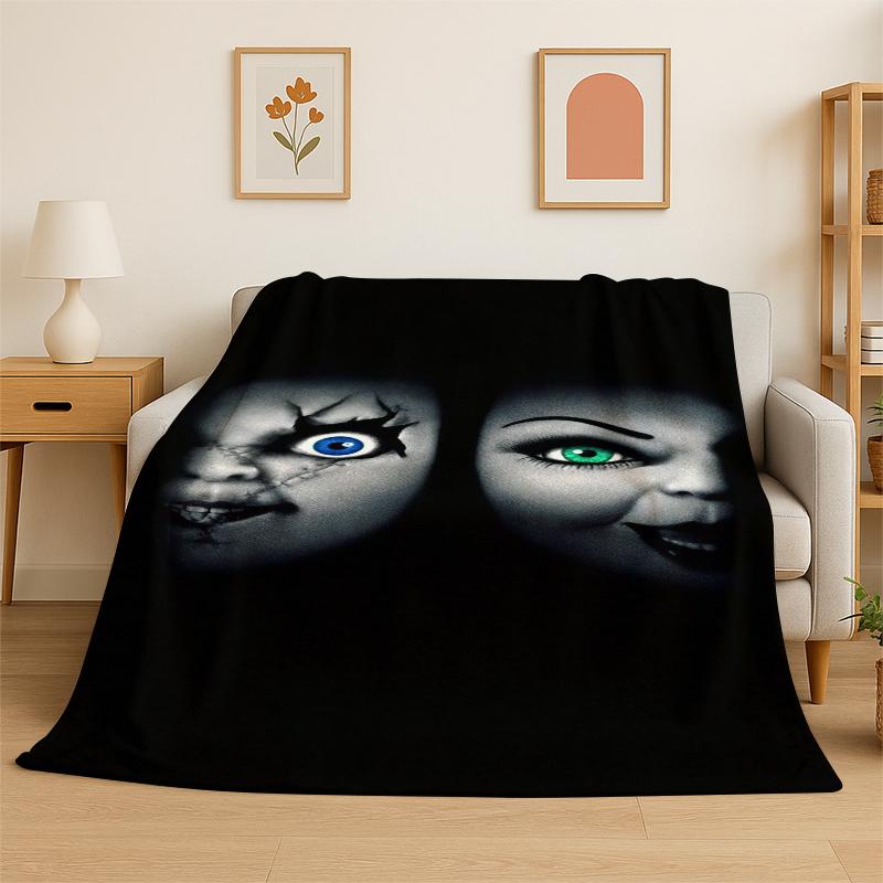 Personaggio Film Horror Chucky S-Scream Cartone Animato Coperta in Flanella Morbida Calda Plaid per Camera da Letto Soggiorno Letto Viaggio Regalo