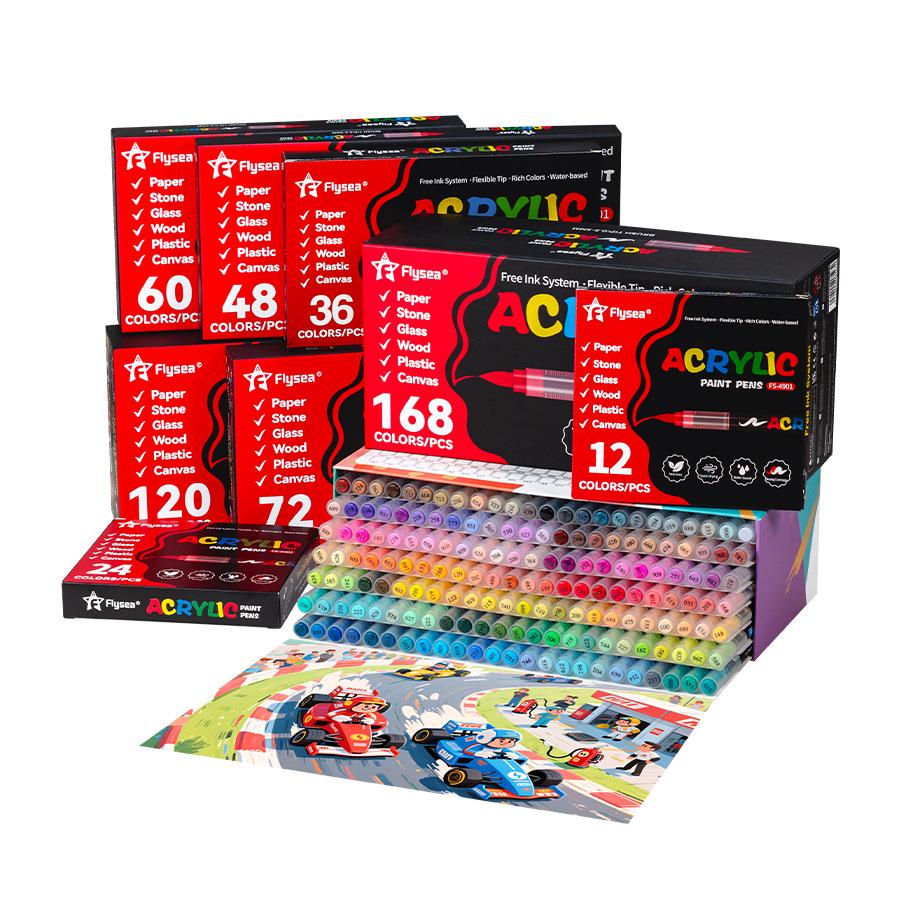 Flysea Cross-Ocean 4901 Large Capacity Acrylic Marker for Opaque Paper Drawing & Graffiti.