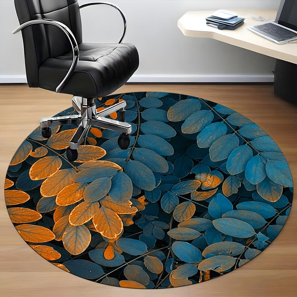 1pc Autumn Leaves Office Round Area Rug, Indoor Mat Suitable ForOffice, Under Office Chairs Bedroom Living Room Home Decor, Room Decot185