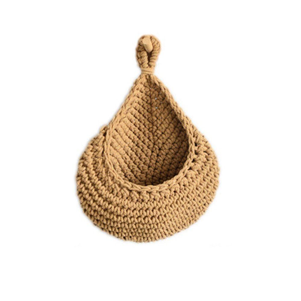 Cotton Rope Wall Hanging Fruit Baskets Breathable Boho Onion Container Vintage storage bag  Ginger