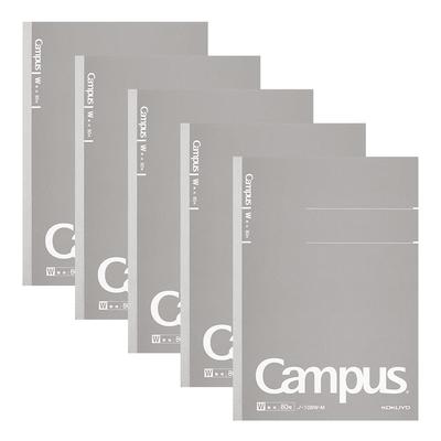 KOKUYO Campus Notebook Adult Campus Plain A5 80 Sheets 5 Pack Gray No-108W-MX5SET