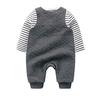 Baby clothes overalls rompers spring autumn layered set coveralls baby girl boy birth preparation gift border plain 12M T-shirt 2-piece