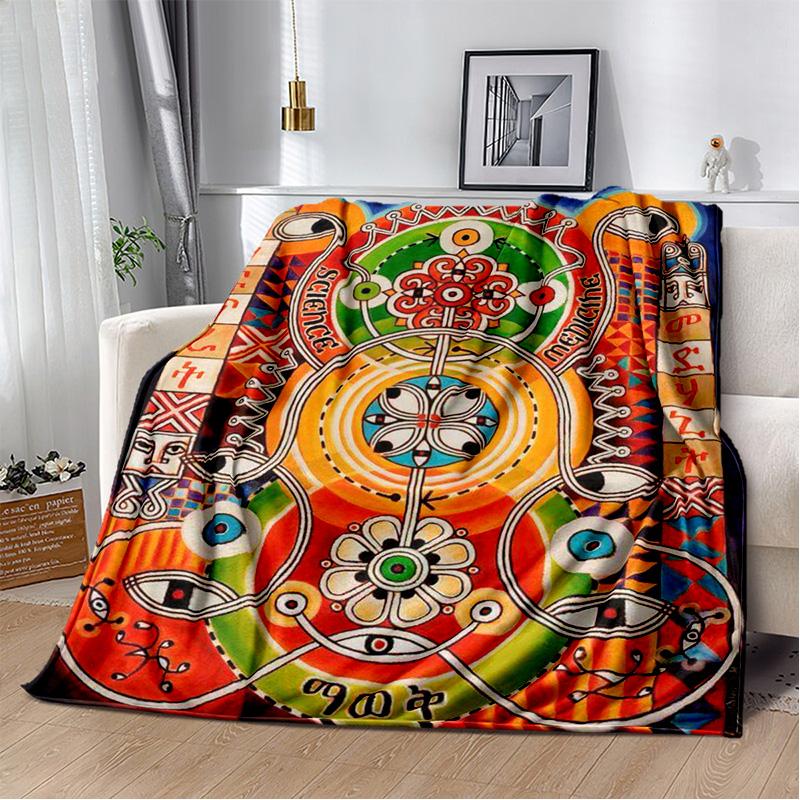 Ethiopian Painting Art Africa Blanket,Soft Throw Blanket for Home Bedroom Bed Sofa Picnic Travel Office Rest Cover Blanket Kids