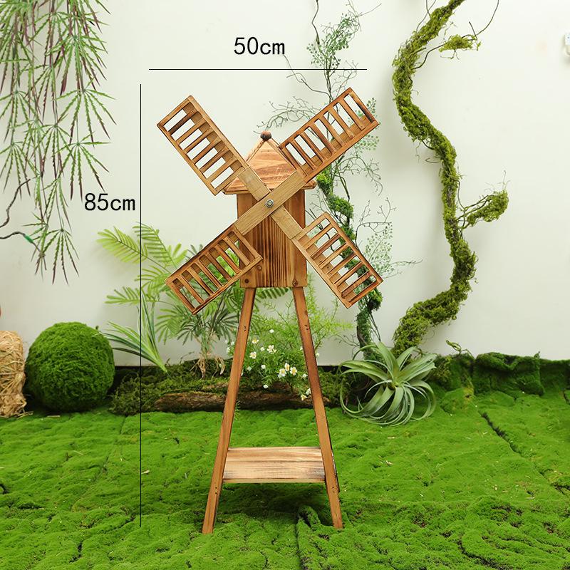 Neid Porzellan Windmühlen Ornament: Massivholz Miniaturlandschaft Gartendekoration - Kreative Waldserie für Kindergarten und Hofgestaltung