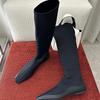 Herbst Minimalistisch Vielseitig Elastisch Skinny Stiefel Damen Strumpfstiefel Eckige Spitze Flacher Boden Aber Knie Langstiefel
