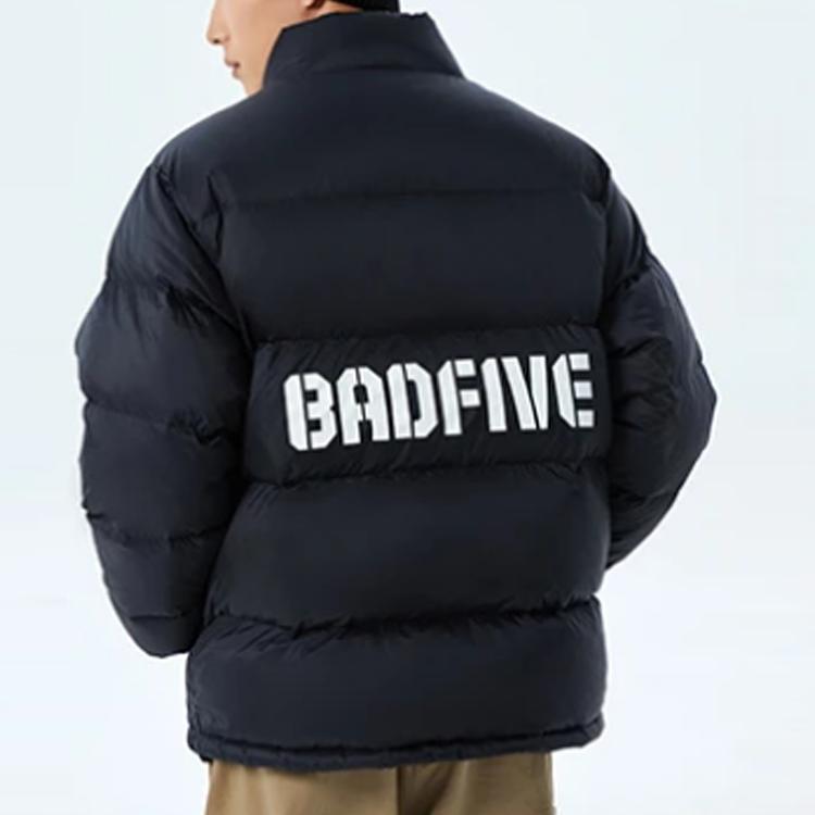 Li Ning Badfive Solid Color Zipper Stand Collar Long Sleeve Down Jacket Men outerwear Black AYMS261-1